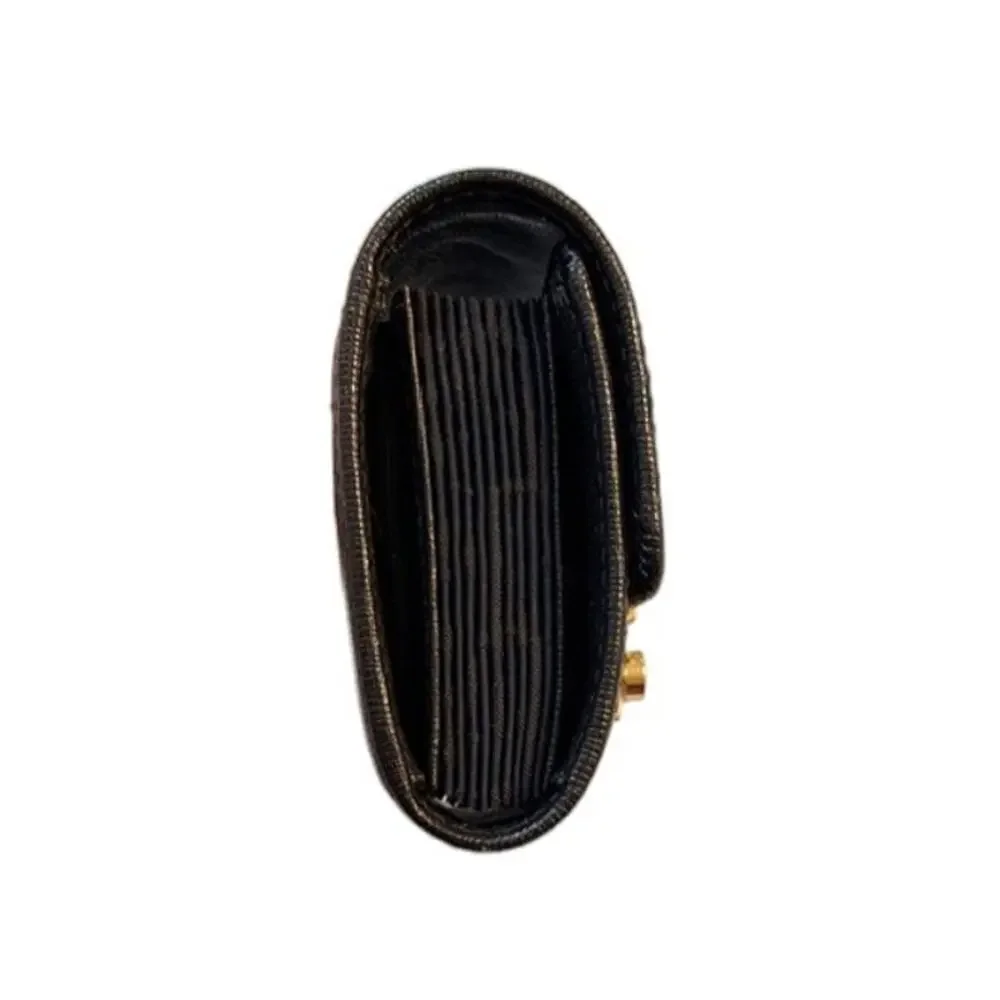 Furla Babylon Black Leather Accordion Card Case Wallet Expandable
